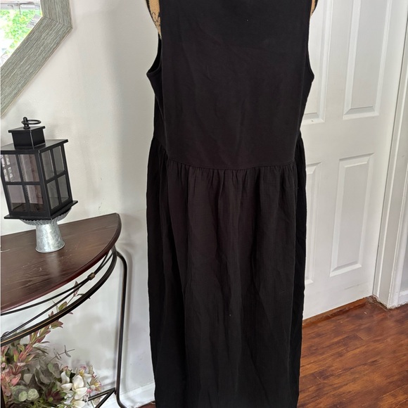 Madewell Black Sleeveless Square Neck Midi Sundress - Picture 7 of 10